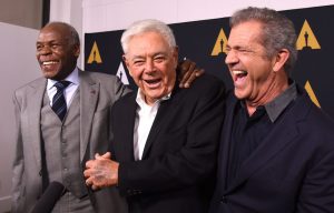 Danny Glover, Richard Donner and Mel Gibson arrive at The Academy Celebrates Filmmaker Richard Donner at Samuel Goldwyn Theater on June 7, 2017 in Beverly Hills, California.