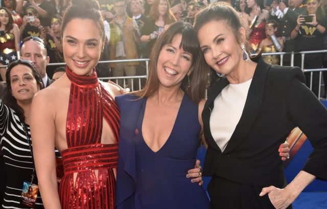 Actor Gal Gadot, director Patty Jenkins and actor Lynda Carter attend the premiere of Warner Bros. Pictures' "Wonder Woman" at the Pantages Theatre on May 25, 2017 in Hollywood, California.