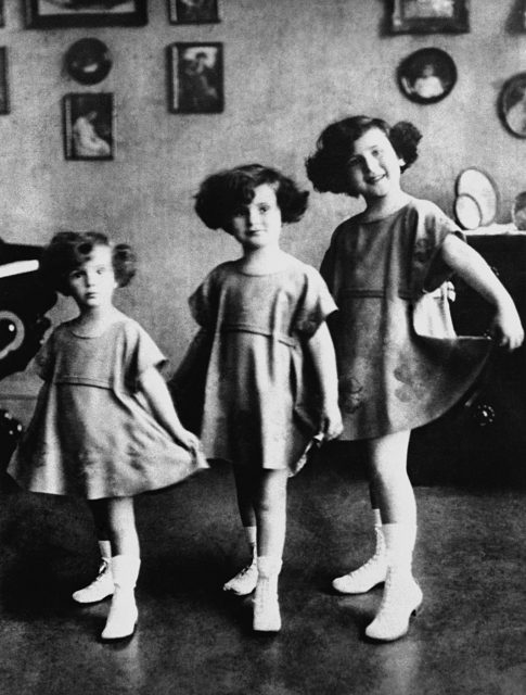 The Gabor sisters pose for a photo in Budapest, Hungary, circa 1923. From left to right- Eva, Zsa Zsa, and Magda. (Photo Credit: Michael Ochs Archives/ Stringer/ Getty Images)