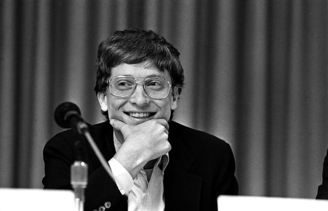 black and white photo of Bill Gates