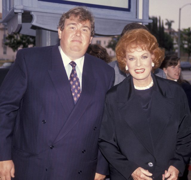Actress Maureen O'Hara and actor John Candy attend the screening of "Only The Lonely" 