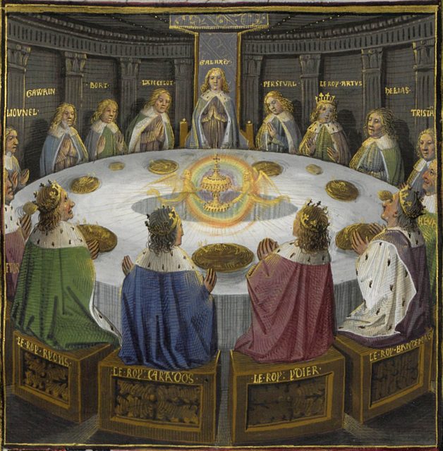 King Arthur's knights, gathered at the Round Table to celebrate the Pentecost, see a vision of the Holy Grail.