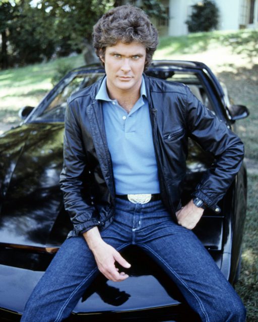 David Hasselhoff posing on KITT, Knight Rider Promotion. 