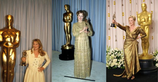 Meryl Streep with her three Oscars 