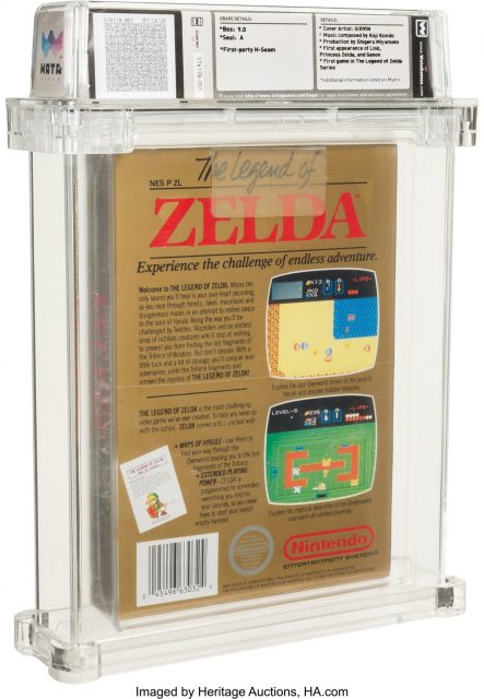 Back facing image of The Legend of Zelda game up for auction