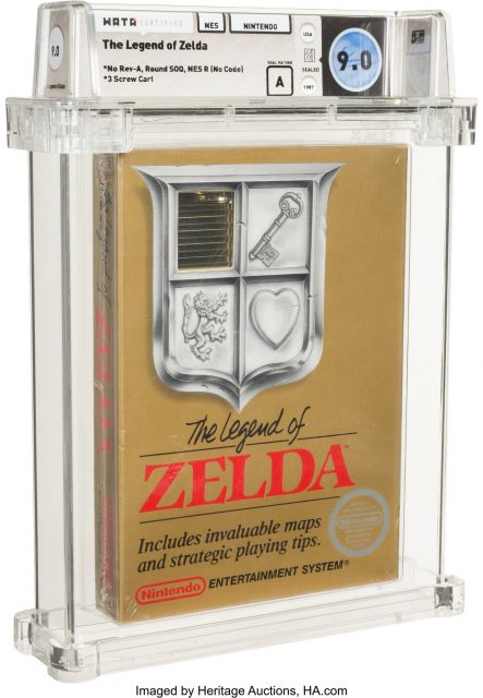 Front facing image of The Legend of Zelda game up for auction