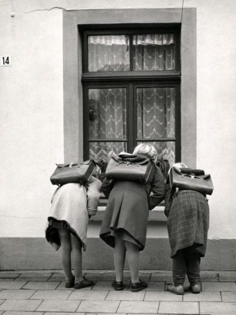 school children with satchels