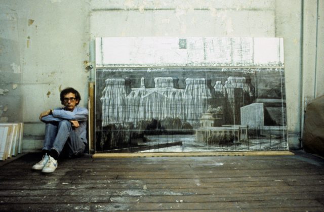 Christo, with drawing of the wrapped Reichstag in Berlin (Photo Credit: Calle Hesslefors/ullstein bild via Getty Images)