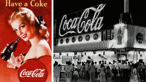 Coca-Cola advertisement + Coca-Cola stand