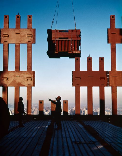 Construction worker in silhouette