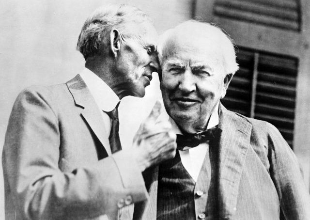 Inventor Thomas Edison and Henry Ford pose for a portrait in 1934. (Photo Credit: Library of Congress/Getty Images)