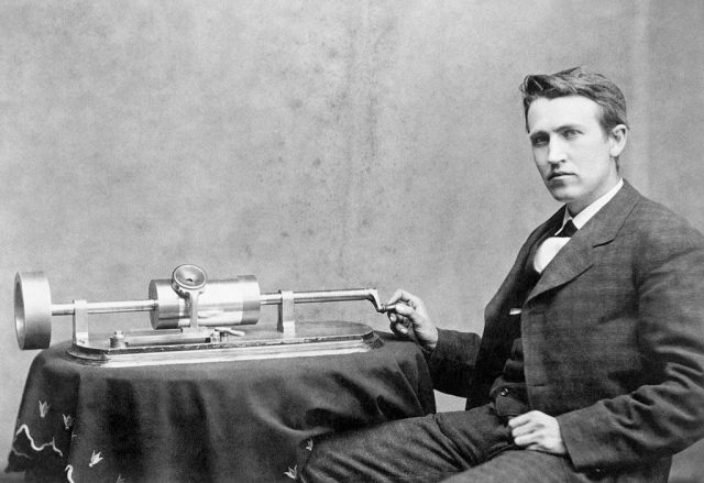 Professor Thomas Edison and his speaking phonograph (Photo Credit: Bettmann / Contributor)