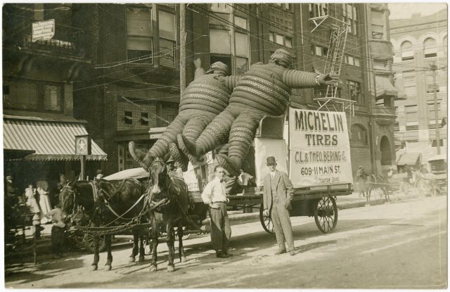 Horse-drawn advertising carriage for Michelin Tires 