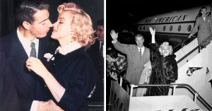 Two photos of Marilyn and DiMaggio