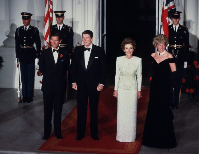 Nancy and Ronald Reagan and Prince Phillip and Princess Diana 