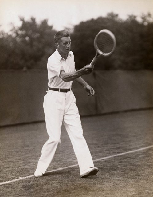 Robert Norris Williams swinging a tennis racket