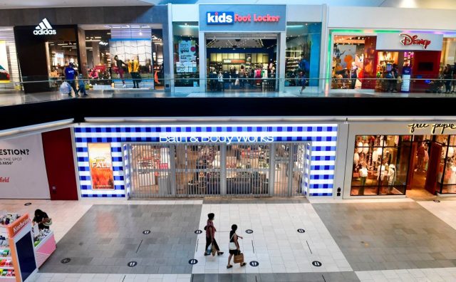 Overhead view of the ground level of a shopping mall