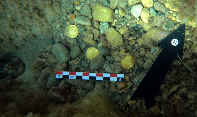 Ancient Roman Coins underwater