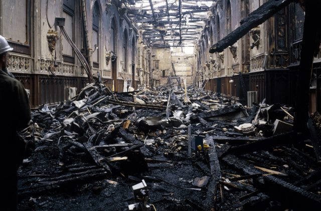 Fire damage at St. George's Hall, Windsor Castle 