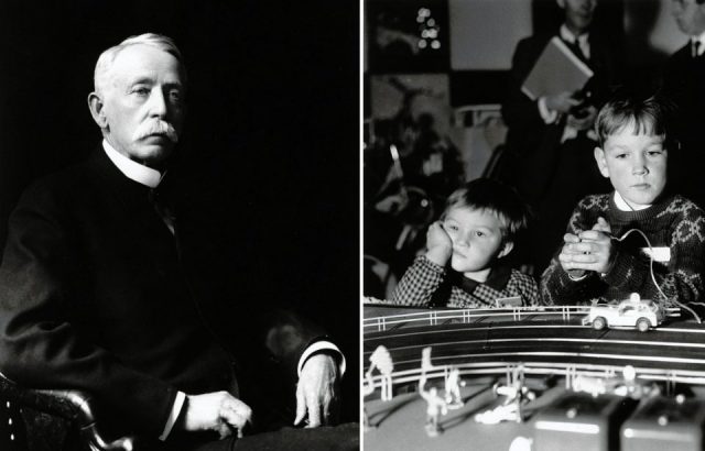 Wellington Burt  and bored children (Photo Credit: Unknown author –  Public Domain & Bob Aylott/Keystone/Getty Images)