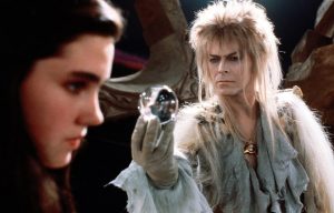 Jennifer Connelly and David Bowie in a Labyrinth scene
