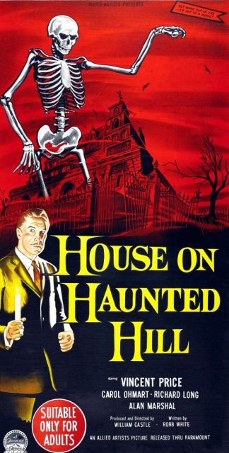 House On Haunted Hill, Vincent Price on Australian poster art, 1959. (Photo Credit: LMPC via Getty Images)