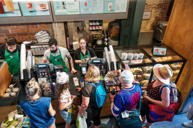 line at Starbucks