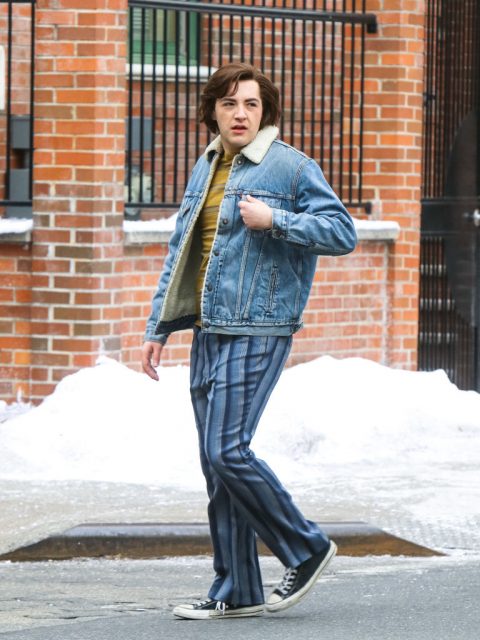 Michael Gandolfini is seen on the movie set of ‘The Many Saints of Newark’ on March 12, 2020 in New York City. (Photo Credit: Jose Perez/Bauer-Griffin/GC Images)