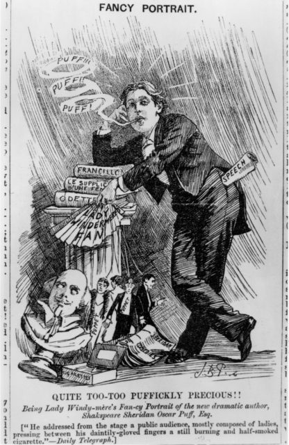 5th March 1892: A comic portrait of Oscar Wilde which appeared in Punch magazine. (Photo Credit: Hulton Archive/Getty Images)