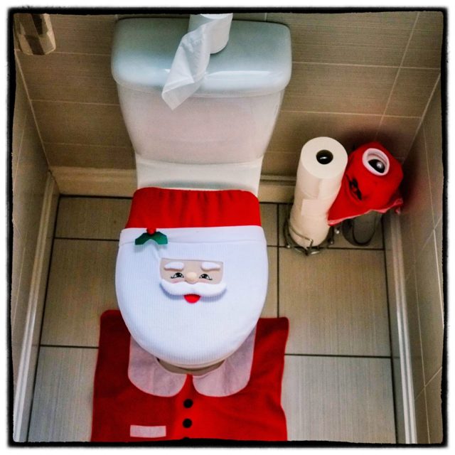 holiday themed toilet decor