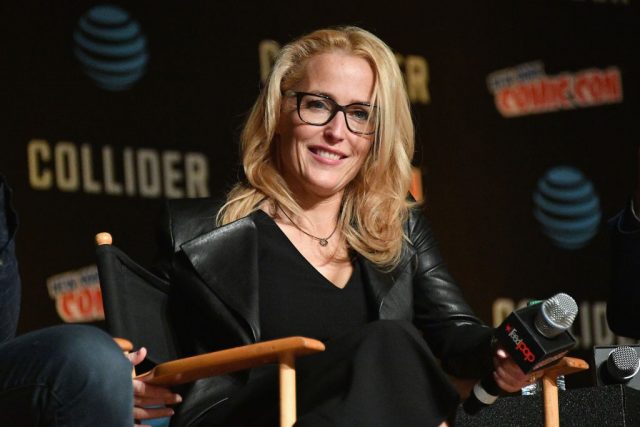 Gillian Anderson speaks onstage at The X-Files panel in New York City. (Photo Credit: Dia Dipasupil/Getty Images)