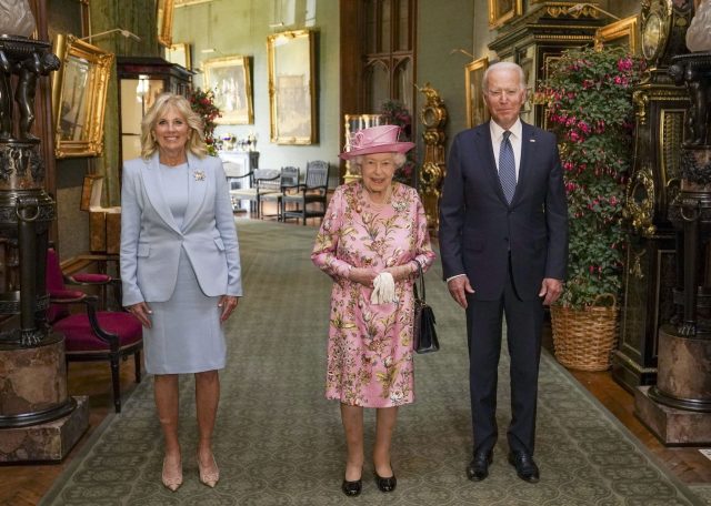 Joe Biden, Jill Biden and Queen Elizabeth 