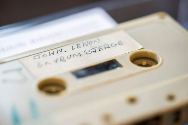 Beige-colored cassette tape