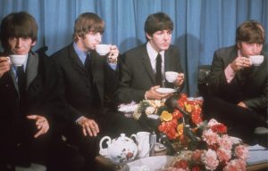 The Beatles having tea