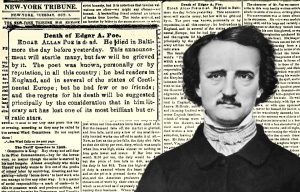 newspaper obituary for Edgar Allan Poe