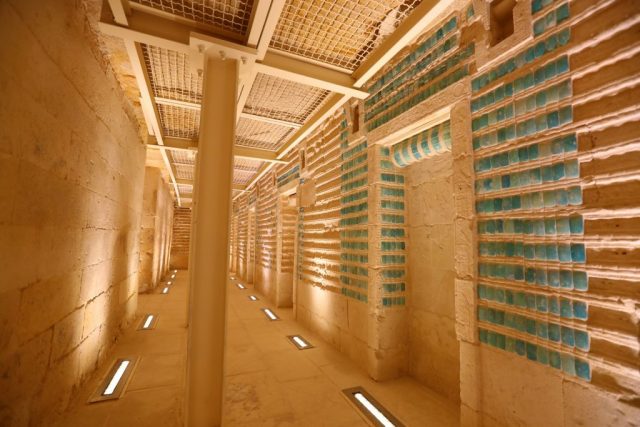 Interior corridor with decorative walls