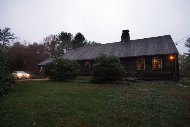 Exterior of 'The Conjuring' farmhouse at dusk