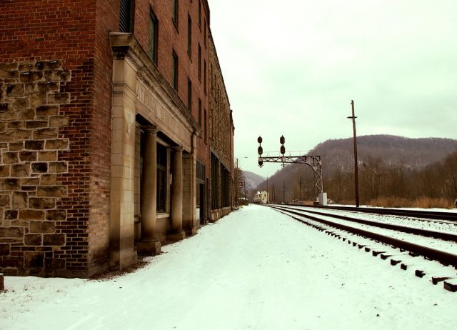 Thurmond's main street covered in snow