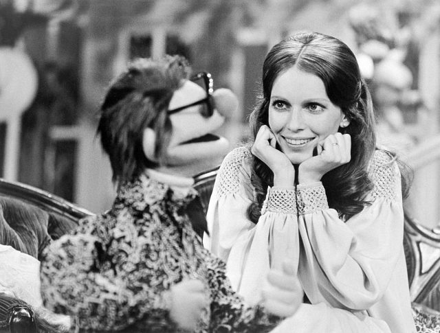 Mia Farrow to visit when Jim Henson’s Muppets gather for The Muppets Valentine special. Wally, a brand-new Muppet creation, gives Mia some pointers about love, in this musical-comedy half-hour love-in. (Photo Credit: Bettmann / Contributor)