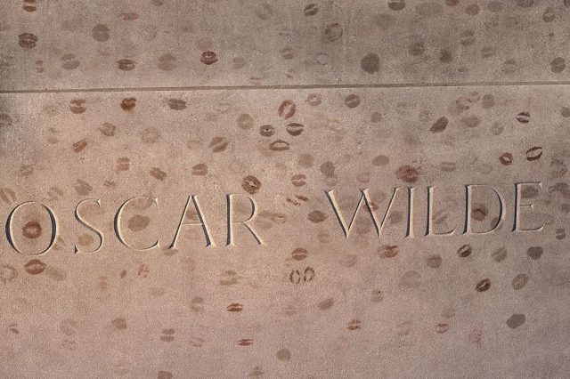 Pere Lachaise Cemetery, in Paris, France – Lipstick on the tomb of the writer Oscar Wilde. (Photo Credit Francois LE DIASCORN/Gamma-Rapho via Getty Images)