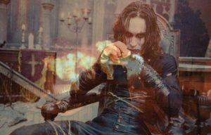 Property on fire + Eric Draven sitting in a chair