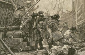 drawing of pirates on a ship