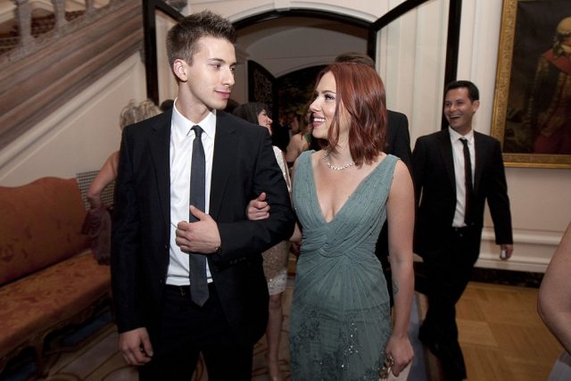 Actress Scarlett Johansson and her brother Hunter attend the Bloomberg Vanity Fair White House Correspondents’ Association (WHCA) dinner afterparty (Photo Credit: Joshua Roberts/Bloomberg via Getty Images)