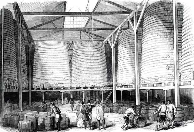 An engraving of a brewery (Photo Credit: Universal History Archive/Universal Images Group via Getty Images)