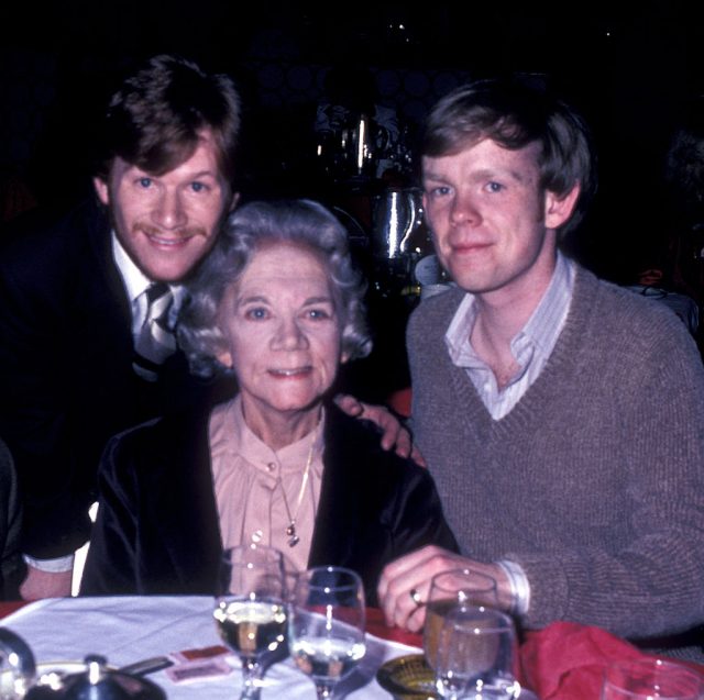 Jon Walmsley, Ellen Corby and Eric Scott attend “The Waltons” Wrap Party on March 23, 1980 at the Century Plaza Hotel in Century City, California. (Photo Credit: Ron Galella, Ltd./Ron Galella Collection via Getty Images)