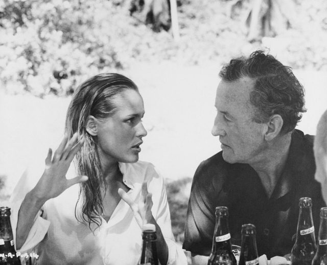 James Bond creator Ian Fleming chats with actress Ursula Andress
