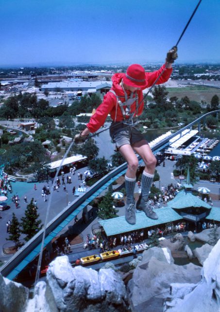 Man scaling down a replica of the Matterhorn