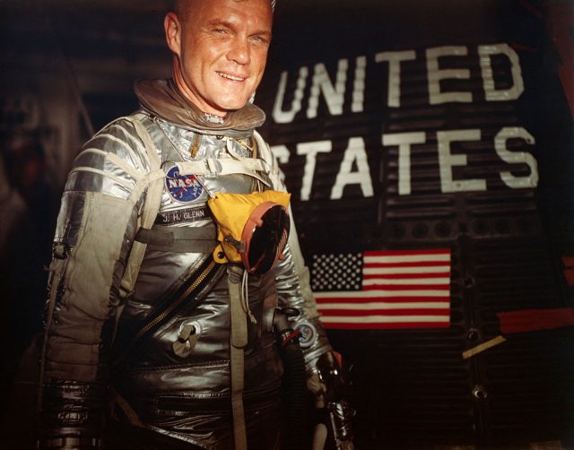 Cape Canaveral, Fla.: Lt. Col. John H. Glenn, Jr. enters his Mercury 7 for a test. (Photo Credit: Bettmann / Contributor)