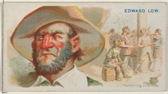 Edward Low, Torturing a Yankee, from the Pirates of the Spanish Main series (N19) for Allen & Ginter Cigarettes, ca. 1888 (Photo Credit: Sepia Times/Universal Images Group via Getty Images)