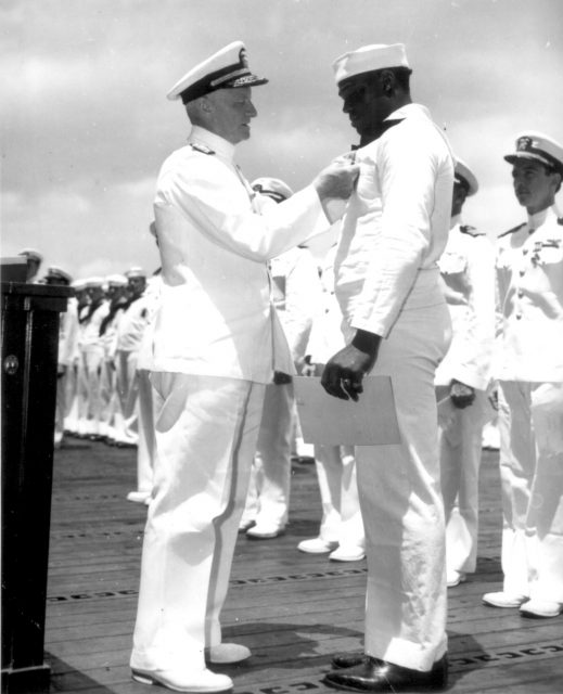 Doris Miller receiving the Navy Cross 